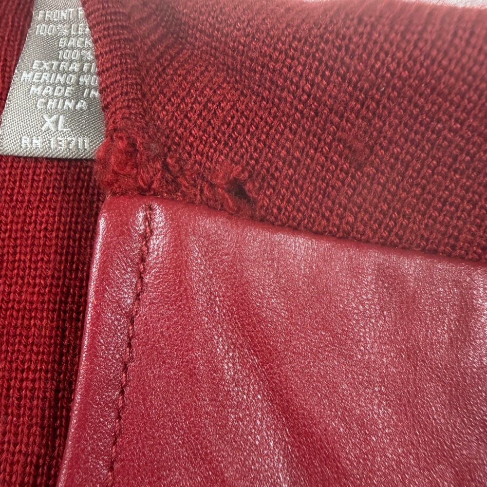 Valerie Separates Womens XL Leather & Merino Wool Zip Front Vest Burgundy Red - Picture 4 of 9